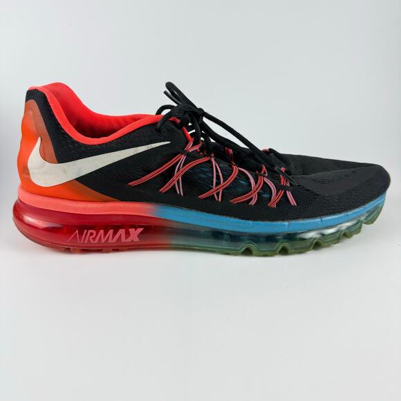 Nike Air Max 2015 Running Shoes 698902-006 Men's Size 13 Black Bright Crimson - Picture 4 of 11